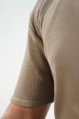 Waffle Knitted Polo - Biege