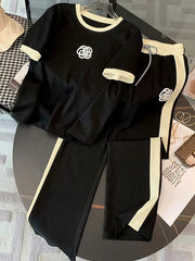Flower Printed Tracksuit - Black
