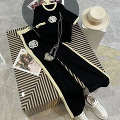 Flower Printed Tracksuit - Black