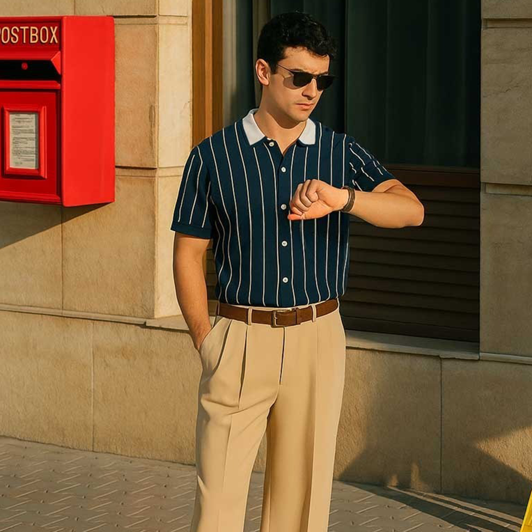 Contrast Collar Polo - Navyblue