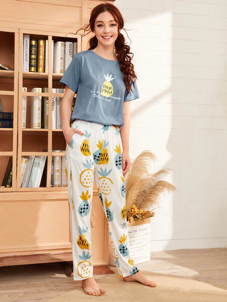 Hn-Pineapple Printed Night Suit