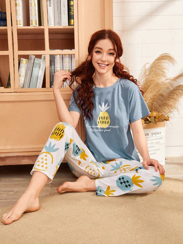 Hn-Pineapple Printed Night Suit