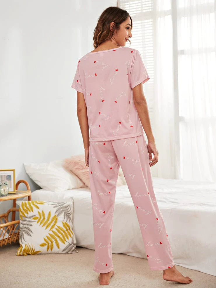 Hn-Small Hearts Printed Night Suit