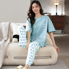Sr-Skyblue Motion Printed Night Suit
