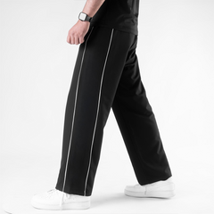 Side Stripe Wide Leg Trouser - Black
