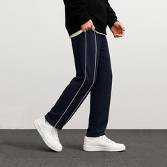 Side Stripe Wide Leg Trouser - Navyblue