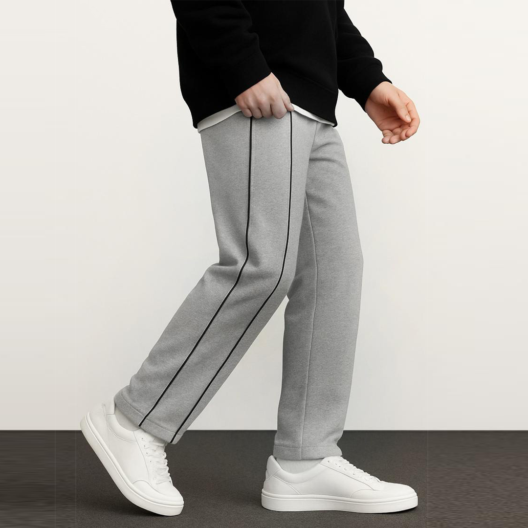 Side Stripe Wide Leg Trouser - Grey