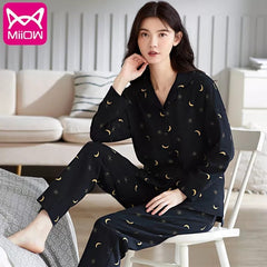PJ SET- Printed Moon Black